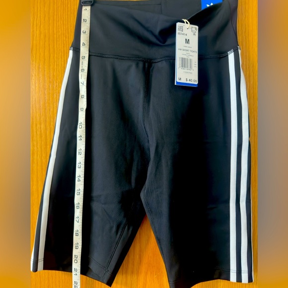 adidas Black Bike Shorts with White Accents - Picture 1 of 2